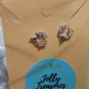 New silver reindeer pierced earrings
